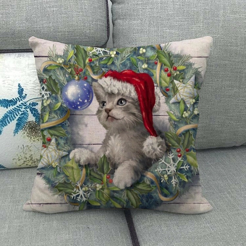 Nordic Modern Classic Christmas Tree Santa Dog Linen Pillow Covers Sofa Couch Decor|Home Decor Pillows