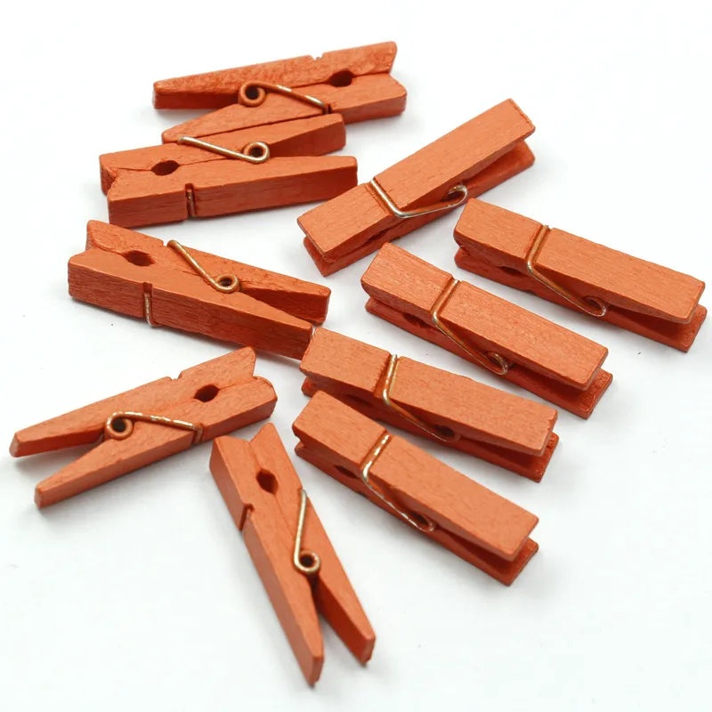 400 PCS Colorful Mini Wooden Clips 3.5x0.7cm with Hemp Rope Decorative Photo Clothes Pin|Home Decor Accessories