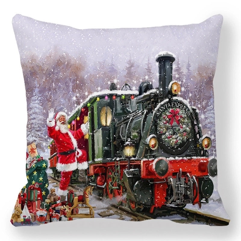 Christmas Holiday Cotton Pillow Covers with Santa Elk Design for Sofa Couch Decor|Home Decor