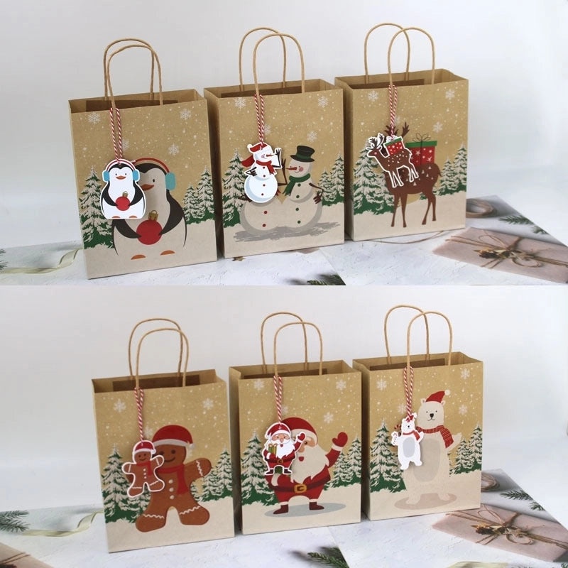 Festive Christmas Cartoon Gift Bags for Party Favors | Holiday Party Supplies