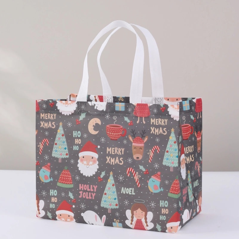 Christmas Cute Santa Claus and Christmas Tree Nonwoven Gift Bags for Party Festival|Holiday Party Supplies