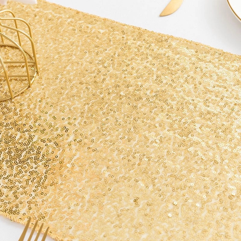Embroidered Polyester Sequin Table Runner for Wedding & Christmas Decor | Home & Living Table Linens