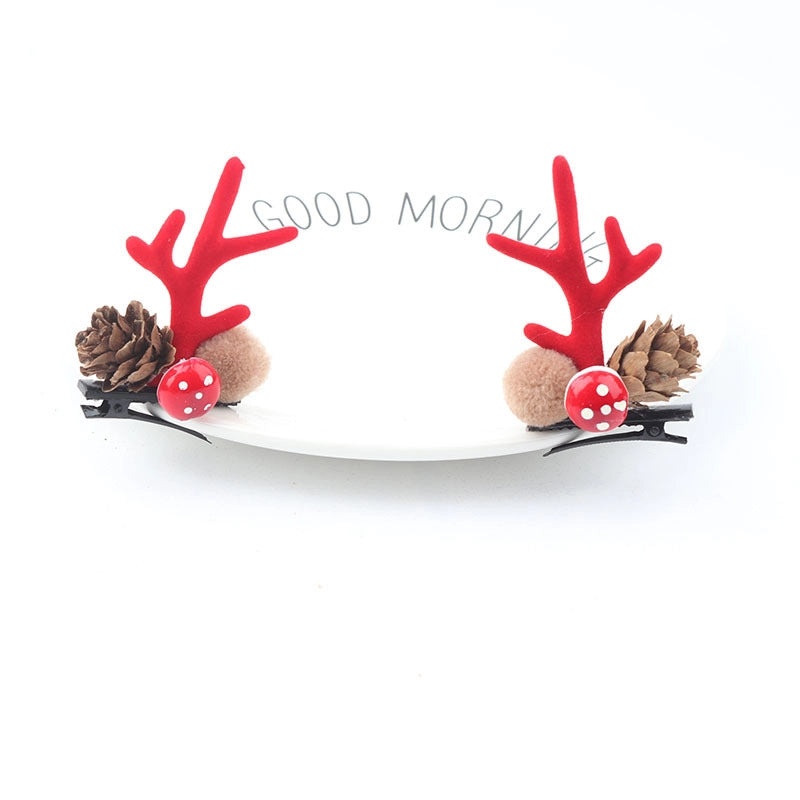 Festive Reindeer Antler Hair Clip for Christmas | Holiday Hair Accessories