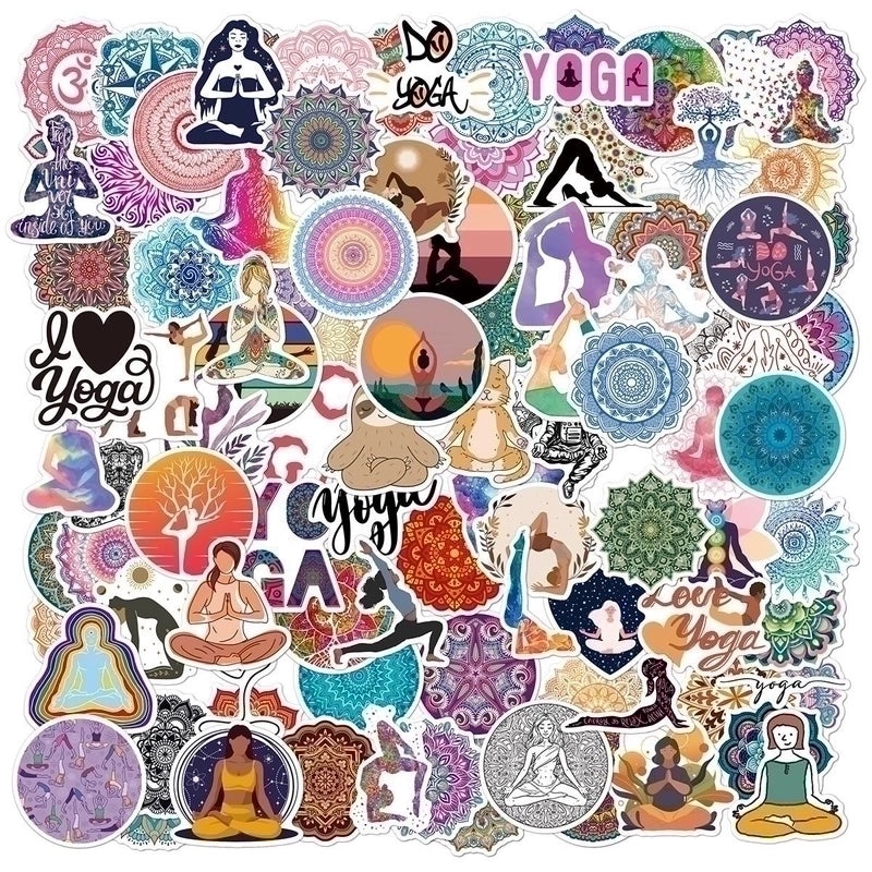 Mandala Yoga Pattern Round Stickers 50 Sheets for Decoration|Home Decor & Craft Supplies