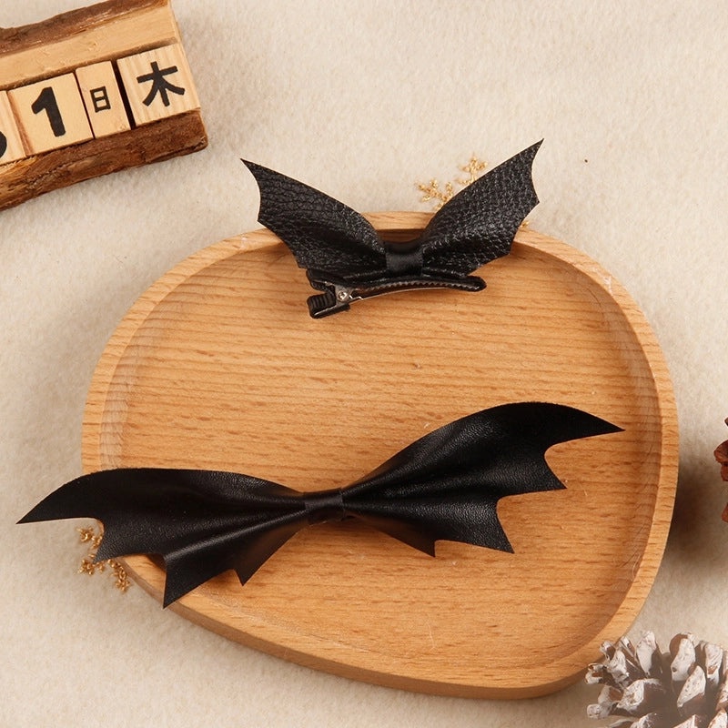 Halloween Black Bat Leather Hair Clip | Hair Accessories
