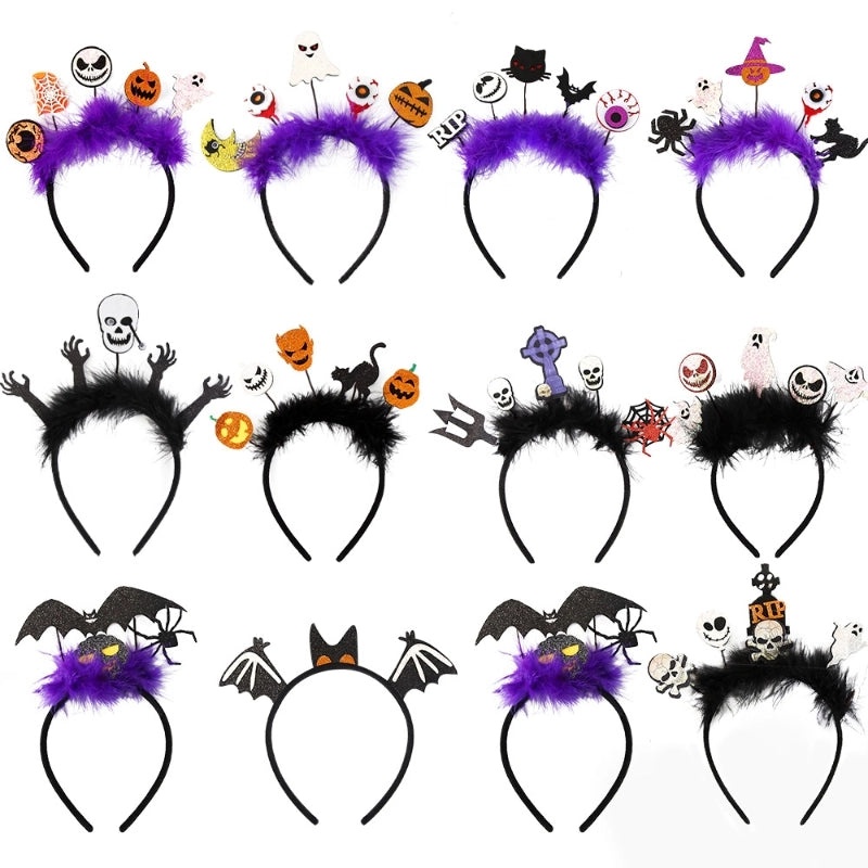 Halloween Pumpkin Cat Bat Feather Hairband for Masquerade Party Costume Props | Party Accessories