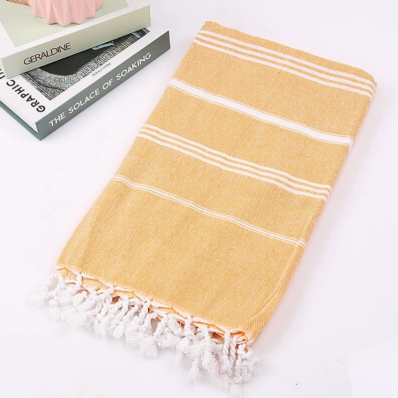 Personalized Cotton Turkish Non-stick Sand-resistant Beach Towel with Tassels | Beach Towels & Shawls