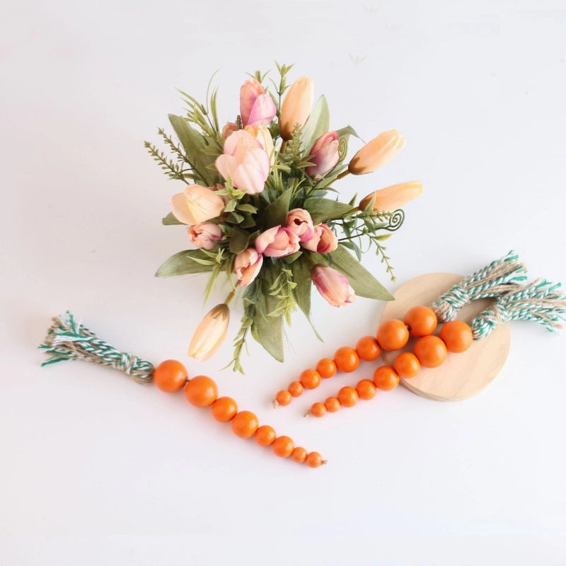 Easter Wooden Carrot Beads String for Home and Office Décor | Wooden Crafts