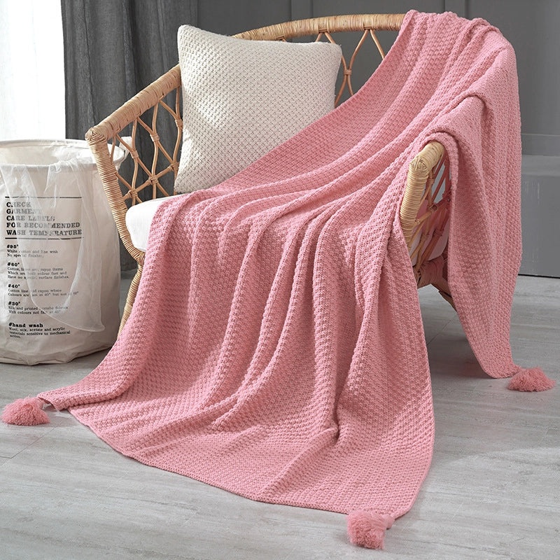 Cozy Solid Color Acrylic Polyester Throw Blanket | Home Textiles & Bedding