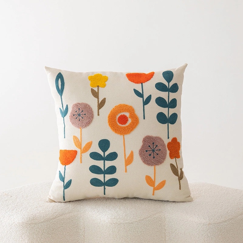 Elegant Minimalist Floral Cotton Pillow Covers for Couch and Sofa | Home Decor Bedding