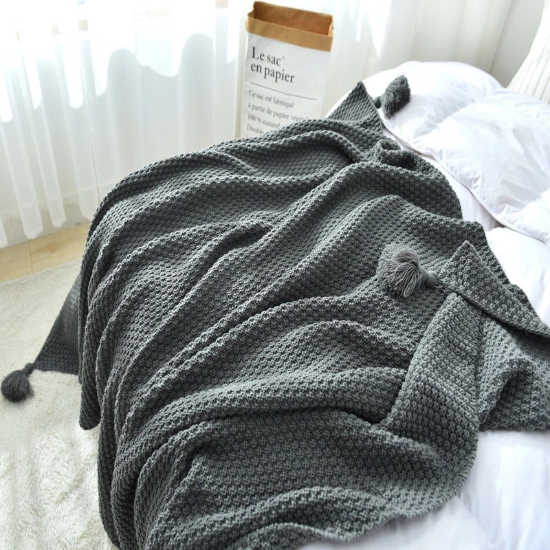 Cozy Solid Color Acrylic Polyester Throw Blanket | Home Textiles & Bedding