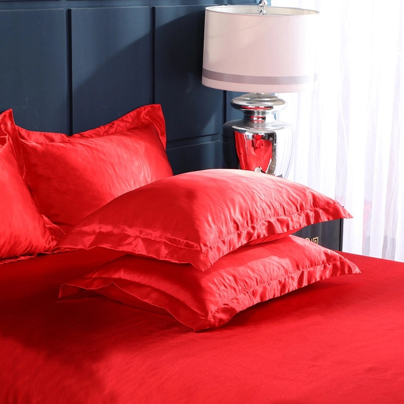 Solid Color Silk Pillowcase Single Satin Ice Silk Pillowcase | Home Textiles & Bedding
