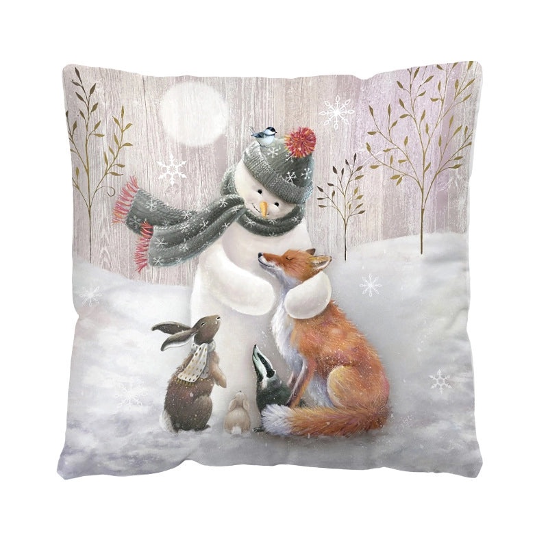 Festive Christmas Plush Santa & Snowman Pillow Covers | Holiday Home Decor & Sofa Accessories