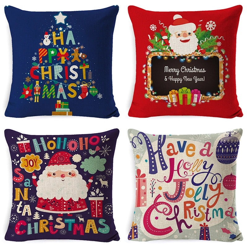 Christmas Geometric Snowflake Cartoon Cushion Cover for Couch Sofa | Home Decor & Cushions