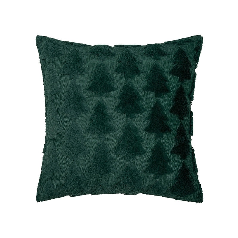 Festive Plush Snowflake & Christmas Tree Embroidered Sofa Cushion Cover|Home Decor & Living Room Accessories