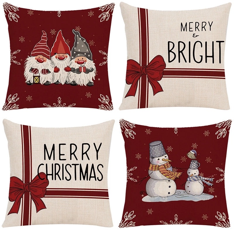 Christmas Tree and Elk Print Polyester Pillow Covers|Home Decor Pillows