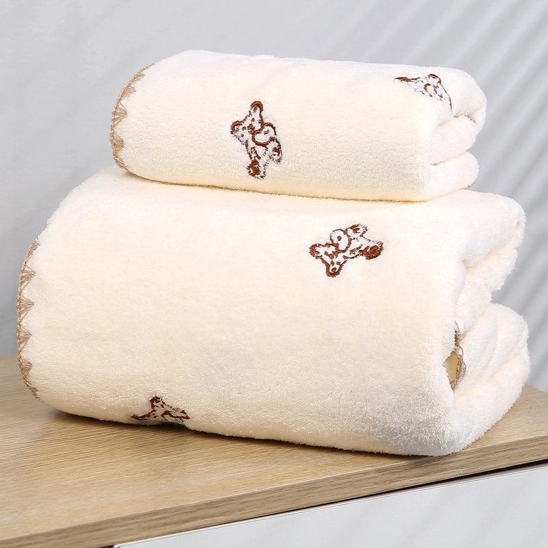 Cute Cherry Bear Coral Fleece Bath Towel Soft Absorbent Kids Bathroom Accessories|Home & Living > Bath > Bath Towels