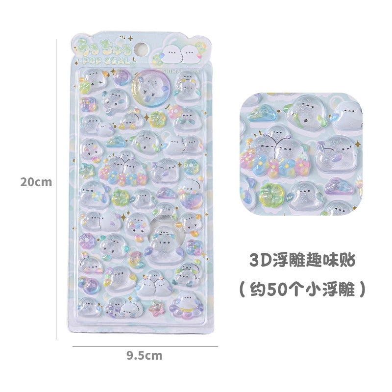 School Graduation Cartoon Epoxy Resin Stickers Set of 2|School Supplies & Stationery