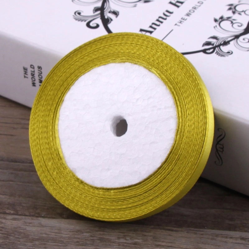 6mm Red Fabric Ribbon with Gold Edge for Hair Accessories and Packaging|Hair Accessories and Packaging Supplies