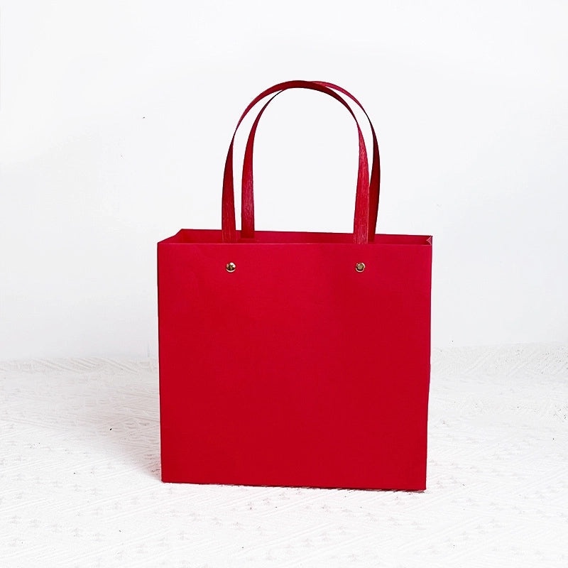 Red Kraft Paper Gift Bag Vintage Handbag Style Reusable Gift Packing Bag | Gift Packaging & Bags
