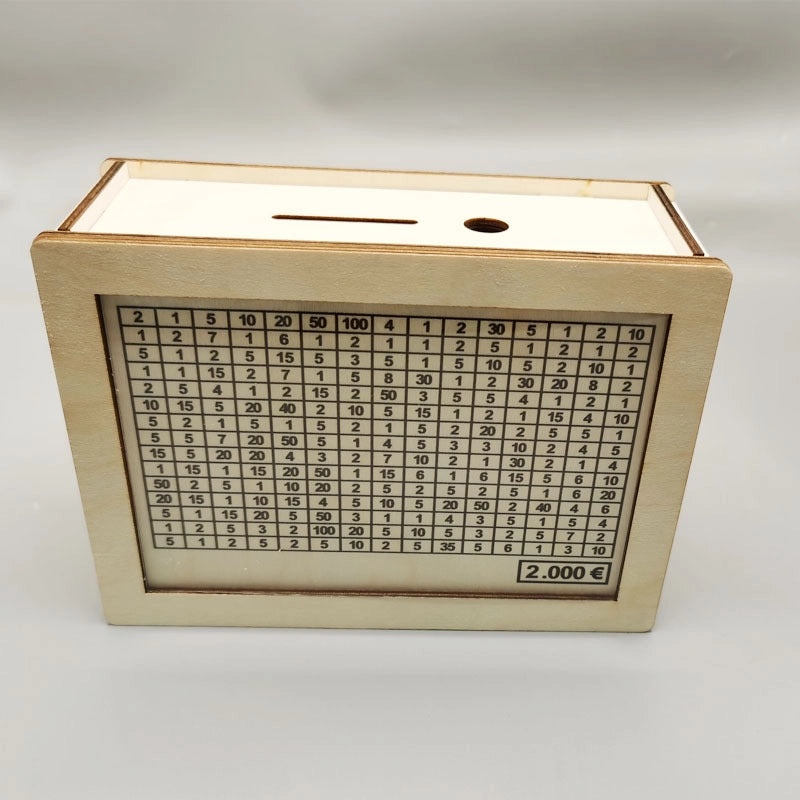 Retro Wooden Square Coin Bank with Number Design | Home Decor & Coin Banks