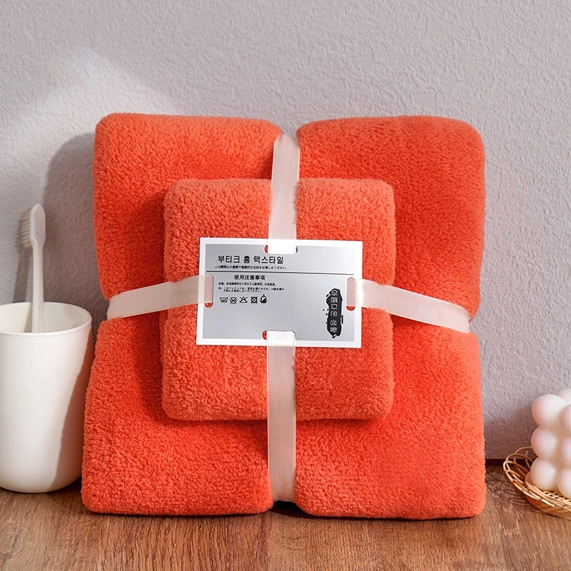 Coral Fleece Bath Towel Set for Mom Thick Absorbent Two-Piece Towel Gift|Home & Bath