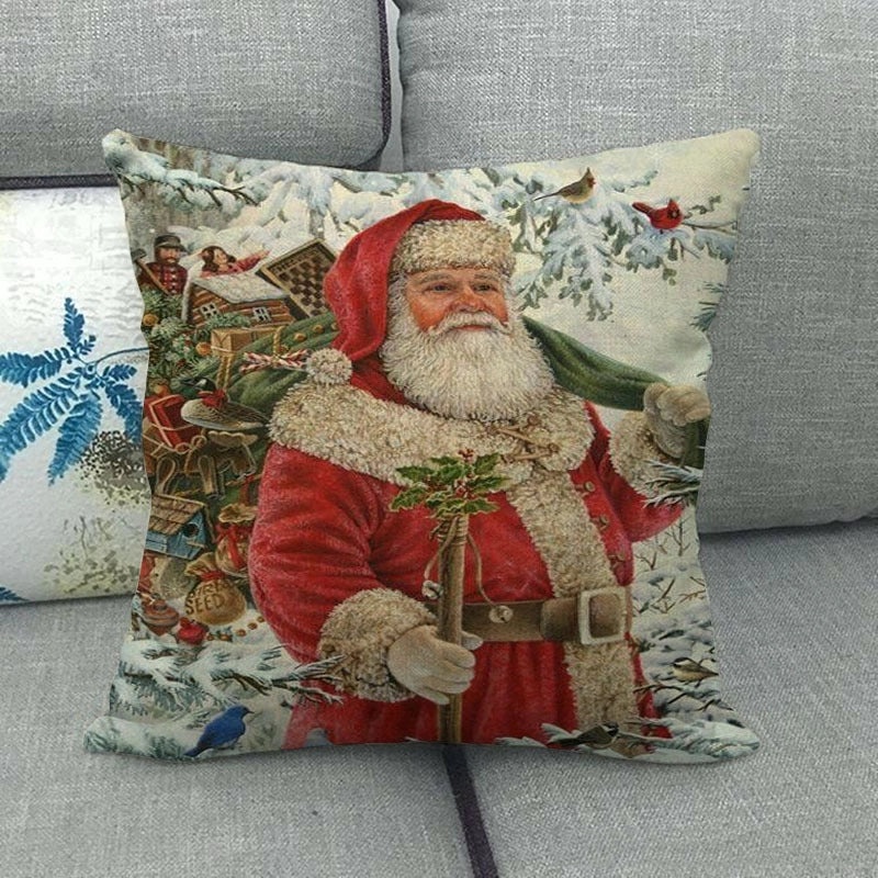 Nordic Modern Classic Christmas Tree Santa Dog Linen Pillow Covers Sofa Couch Decor|Home Decor Pillows