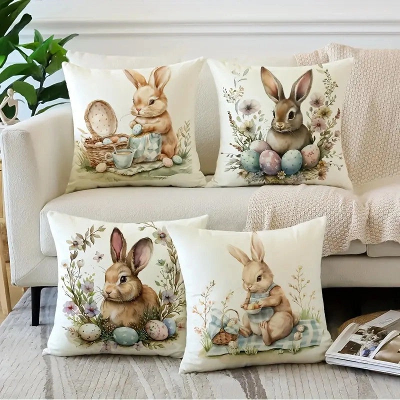 Minimalist Easter Rabbit Linen Pillow Covers for Couch Sofa Decor|Home Decor Pillows