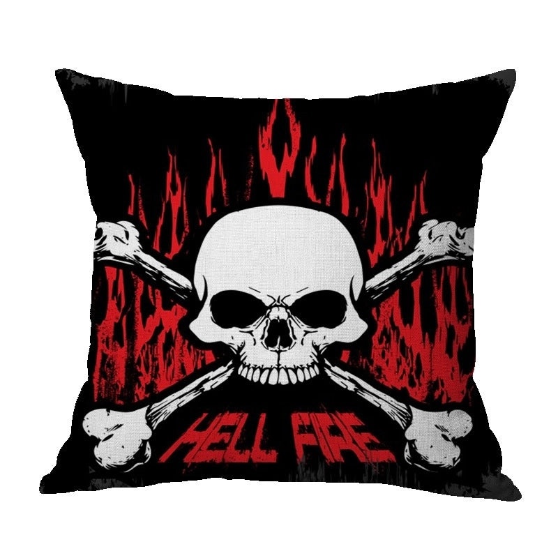 Halloween Punk Skull Linen Pillow Covers for Couch Sofa Decorative Throw Pillowcases|Home Decor & Pillows