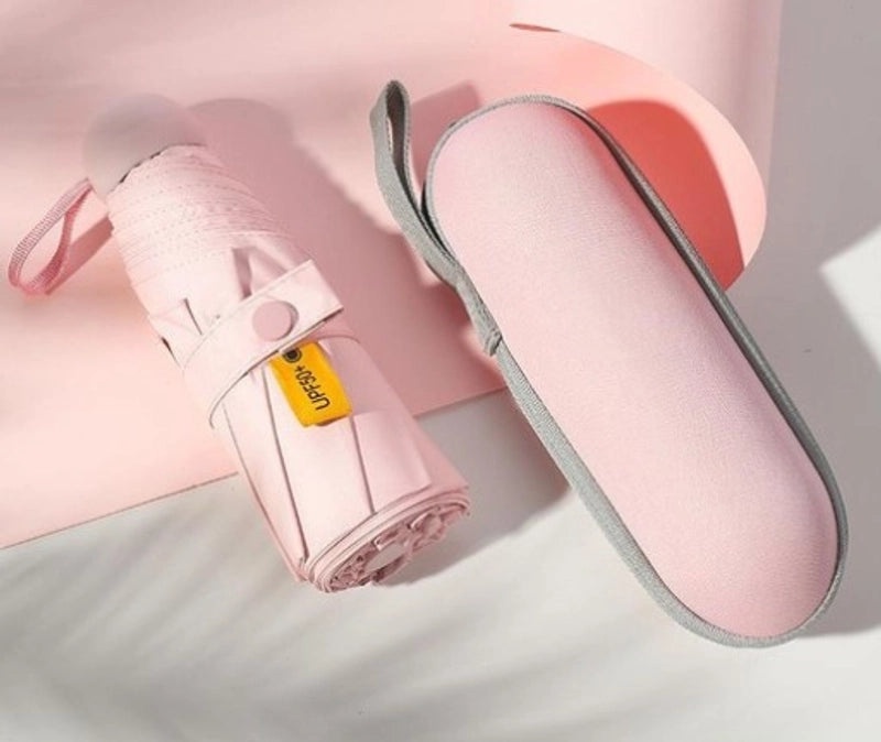 Mini Five-Fold Compact Umbrella | Portable Sun Shade Pocket Umbrella for Sun Protection with Custom Logo | Gifts & Promotional Products