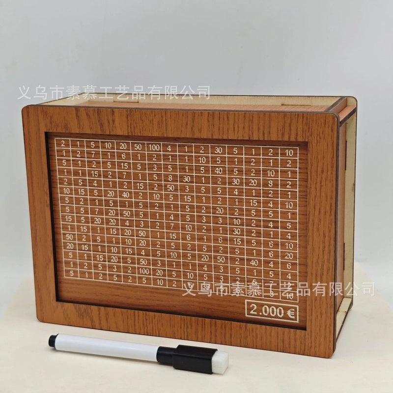 Retro Wooden Square Coin Bank with Number Design | Home Decor & Coin Banks