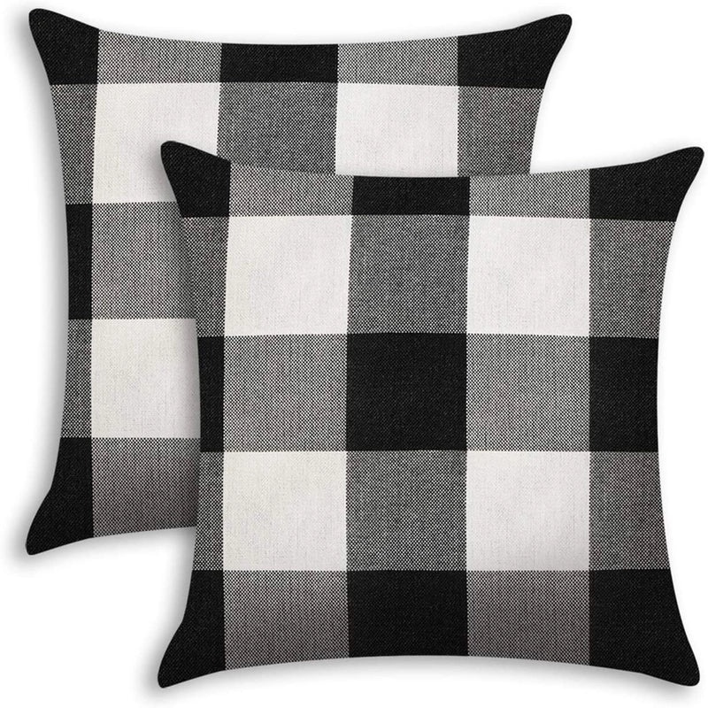 Plaid Cotton Linen Pillow Covers for Home Decor | Home Textiles & Bedding