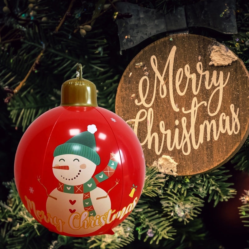 Festive Christmas Snowflake PVC Ball with Letter Stripes for Outdoor Decoration|Holiday Outdoor Decor