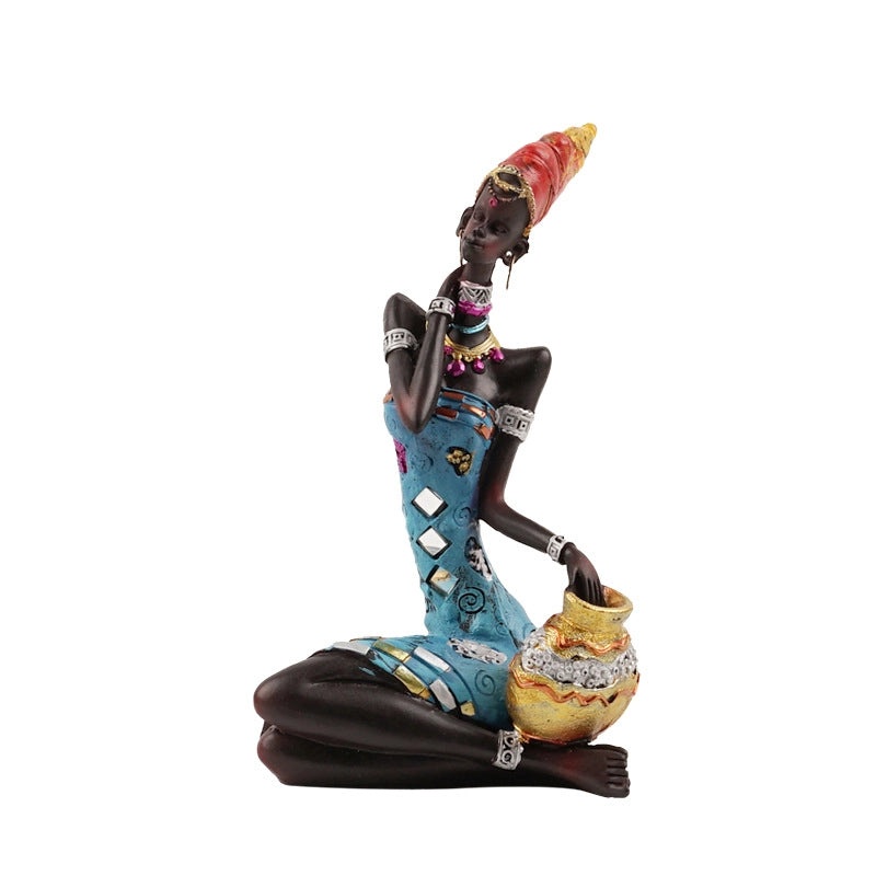 Christmas Retro African Style Human Figure Synthetic Resin Sculpture for Home Decor|Home Decor
