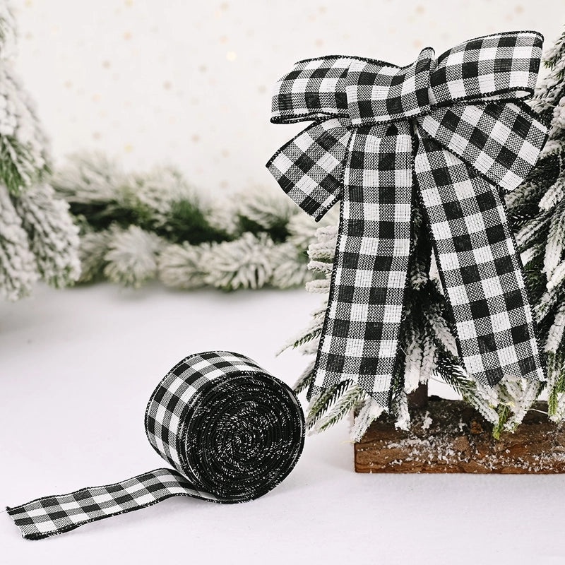 Festive Red and Black Plaid Ribbon for Christmas Decor|Holiday Decorations