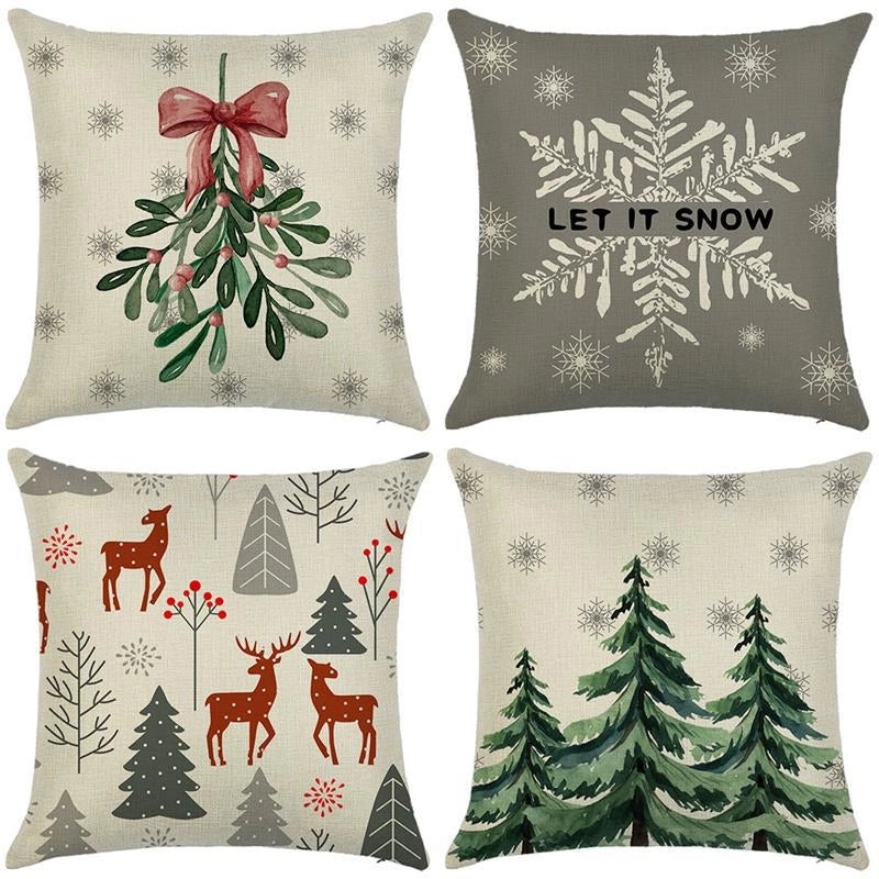 Festive Christmas Stripe Snowflake Pillow Covers | Home Decor & Living Room Accessories