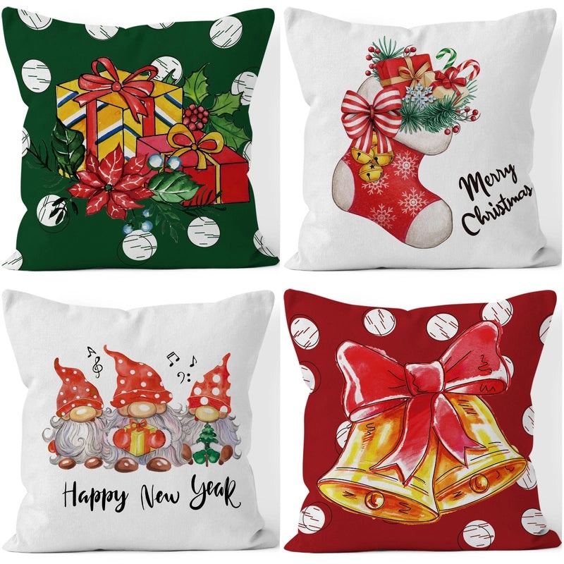 Festive Christmas Stripe Snowflake Pillow Covers | Home Decor & Living Room Accessories