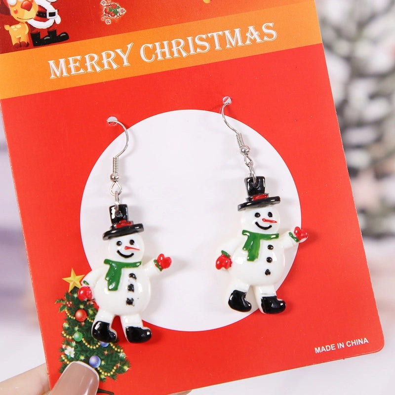 Christmas Holiday Tree Santa Snowman Alloy Plastic Party Earrings|Jewelry & Accessories