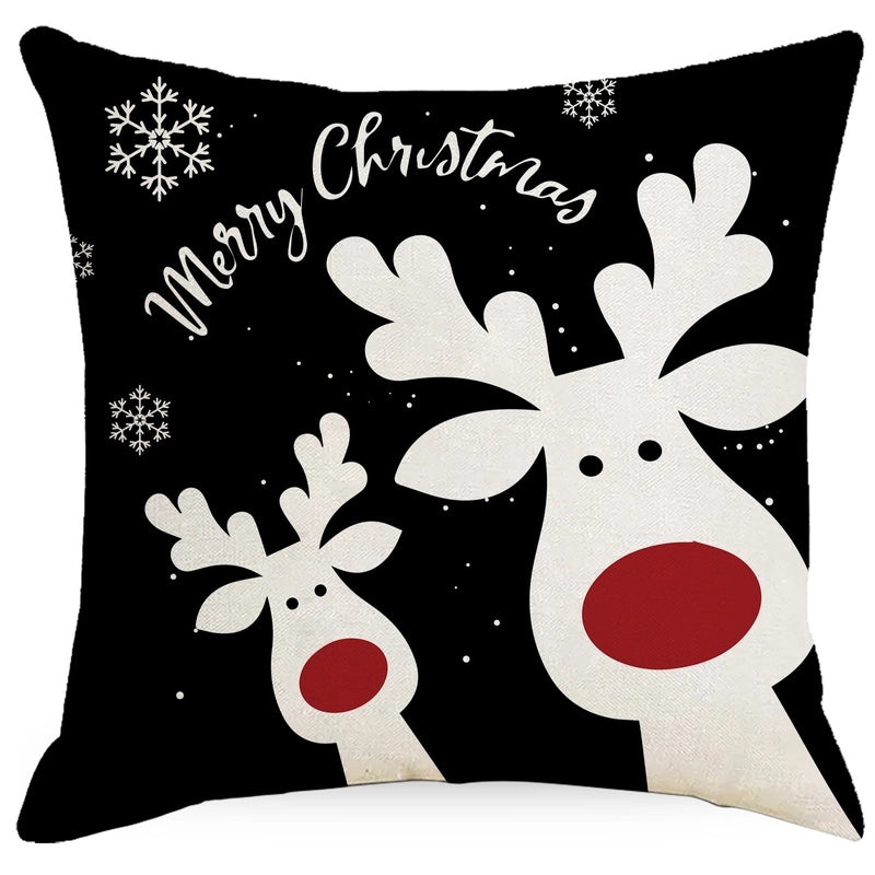 Christmas Tree Decorative Linen Pillow Covers with Festive Socks Letter Print|Home Decor Pillows