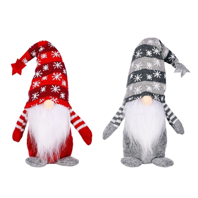 Festive Knitted Hat with Christmas Star, Snowflake, and Rudolph Decorations|Holiday Accessories