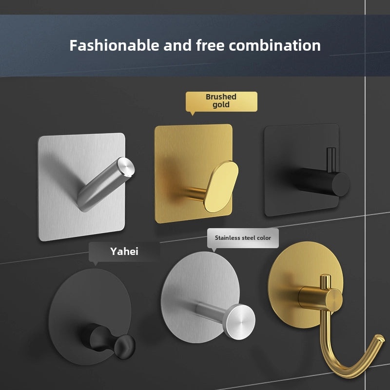 Punch-Free 304 Stainless Steel Adhesive Hook for Kitchen Bathroom Coat Towel Organizer|Home & Kitchen Storage Hooks