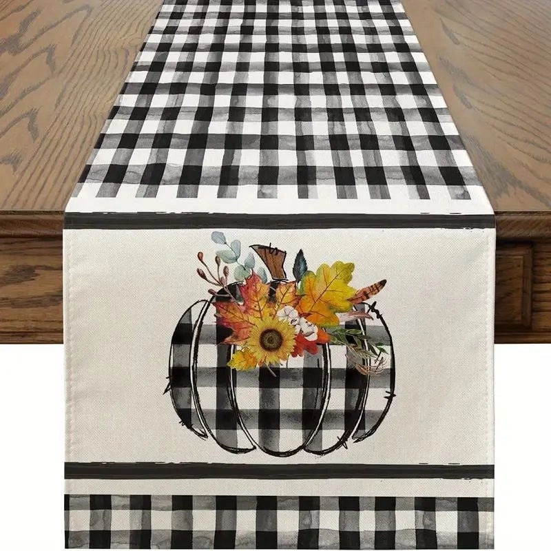 Halloween Pumpkin Lattice Table Runner Polyester Decorative Accent|Home Decor Table Linens