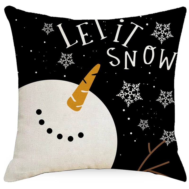 Christmas Tree Decorative Linen Pillow Covers with Festive Socks Letter Print|Home Decor Pillows