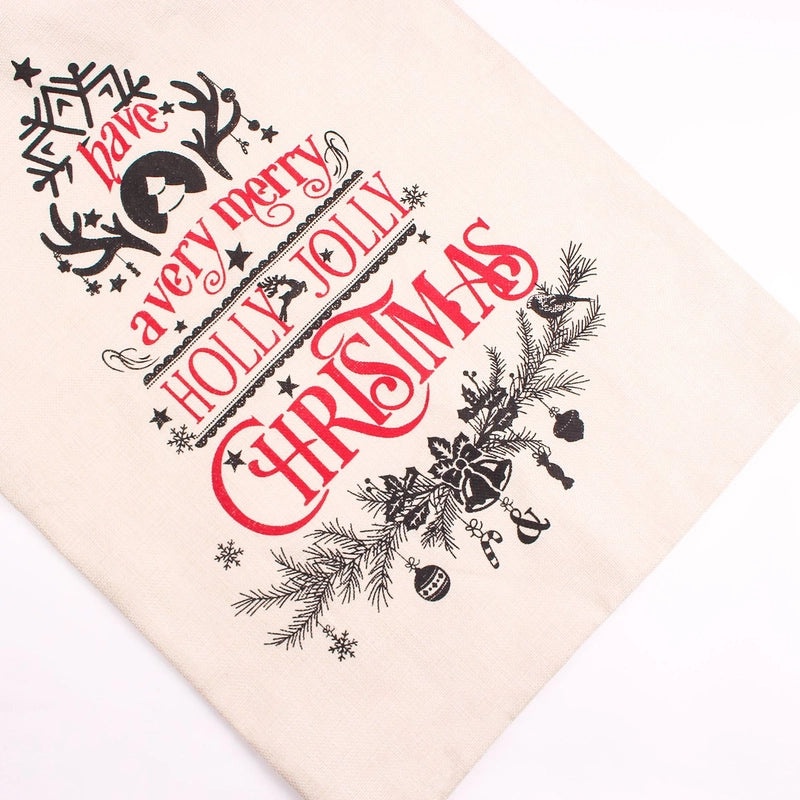 Christmas Large Printed Drawstring Gift Bag Imitation Linen Santa Claus Backpack Holiday Party Favor Bag|Holiday Gift Bags