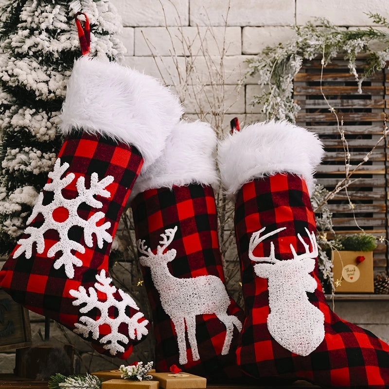 Festive Red Black Plaid Christmas Tree Socks Pendant | Jewelry & Accessories