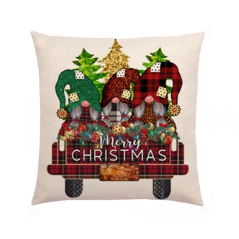Festive Christmas Tree and Santa Claus Linen Pillow Covers|Home Decor Pillows