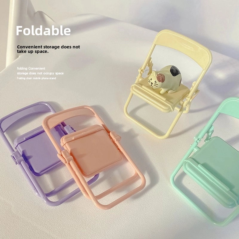Mini Folding Chair Phone Holder Cute Desktop Stand Creative Lazy Person Mobile Bracket|手机配件