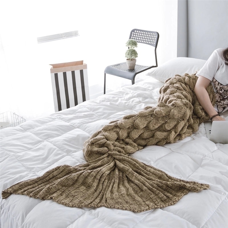Solid Color Mermaid Acrylic Throw Blanket|Home & Living > Bedding > Throws & Blankets