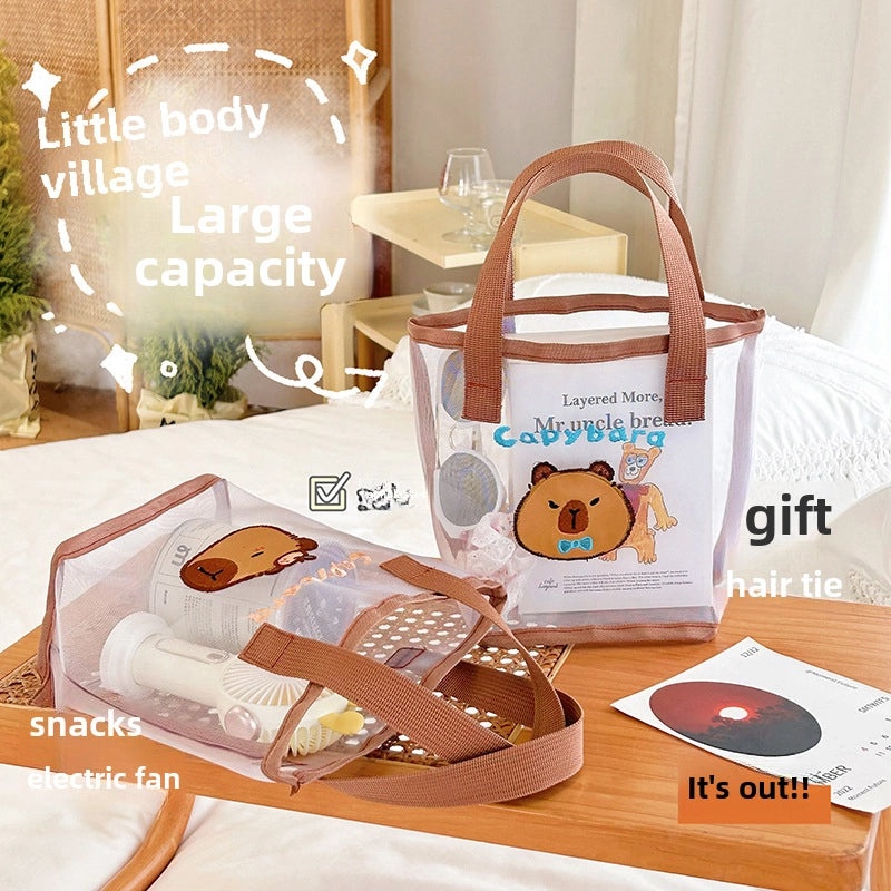 Cute Capybara Mesh Handbag for Girls | Travel & Beach Bags