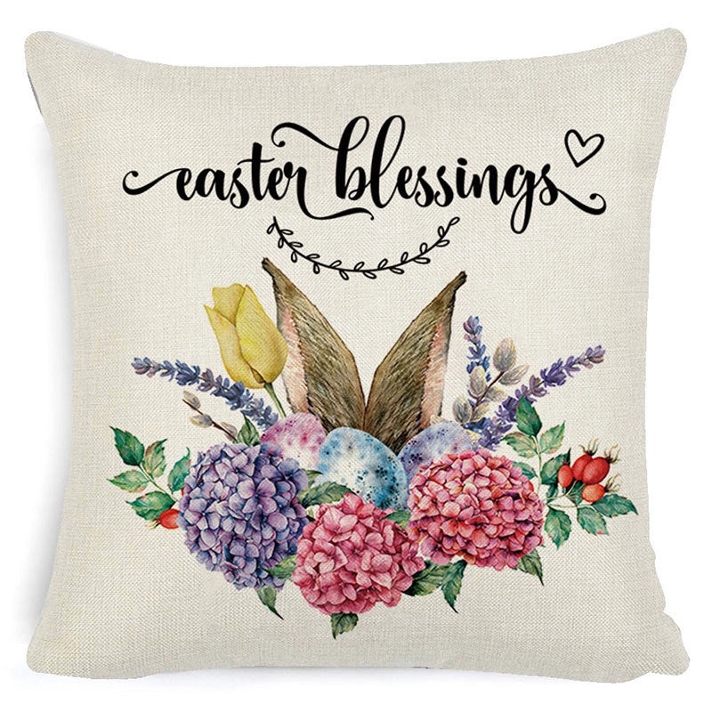 Easter Minimalist Rabbit Linen Throw Pillow Cover for Couch Sofa Decor|Home Decor & Pillows